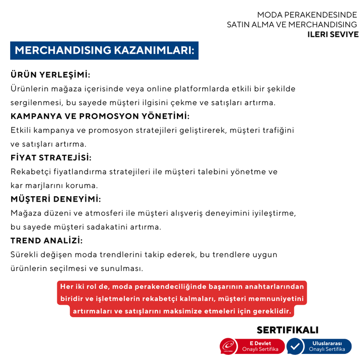 Moda Perakendesinde Satın Alma ve Merchandising ( Online)-İleri Seviye