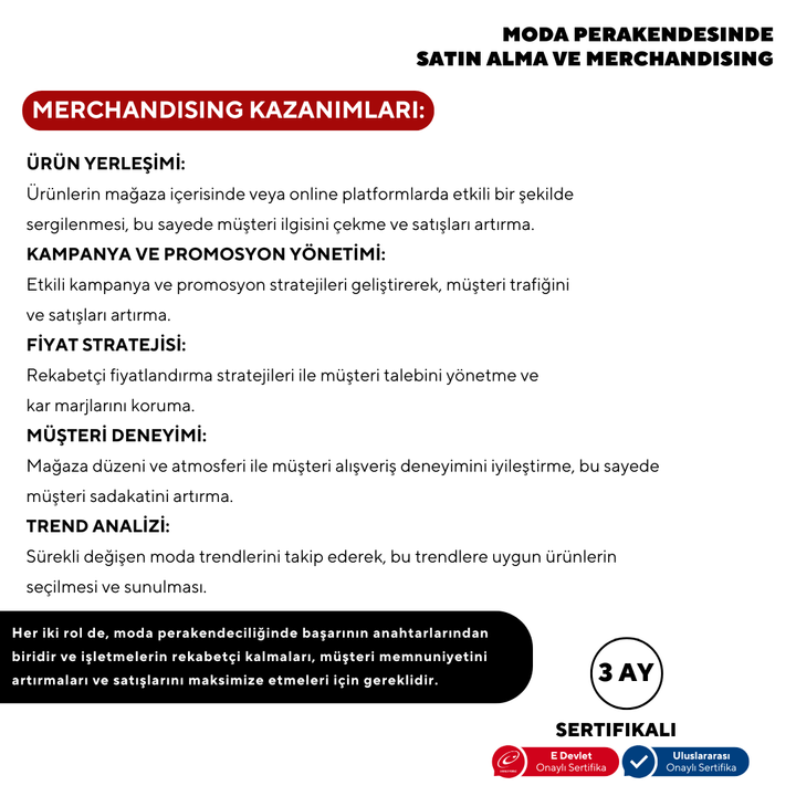 Moda Perakendesinde Satın Alma ve Merchandising ( Yüz Yüze)-Başlangıç Seviyesi