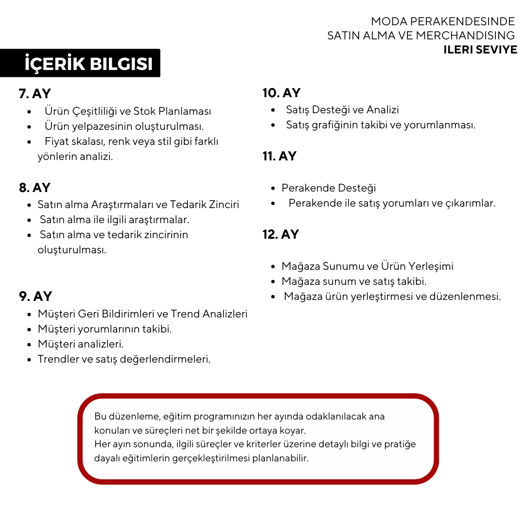 Moda Perakendesinde Satın Alma ve Merchandising ( Yüz Yüze)-İleri Seviye