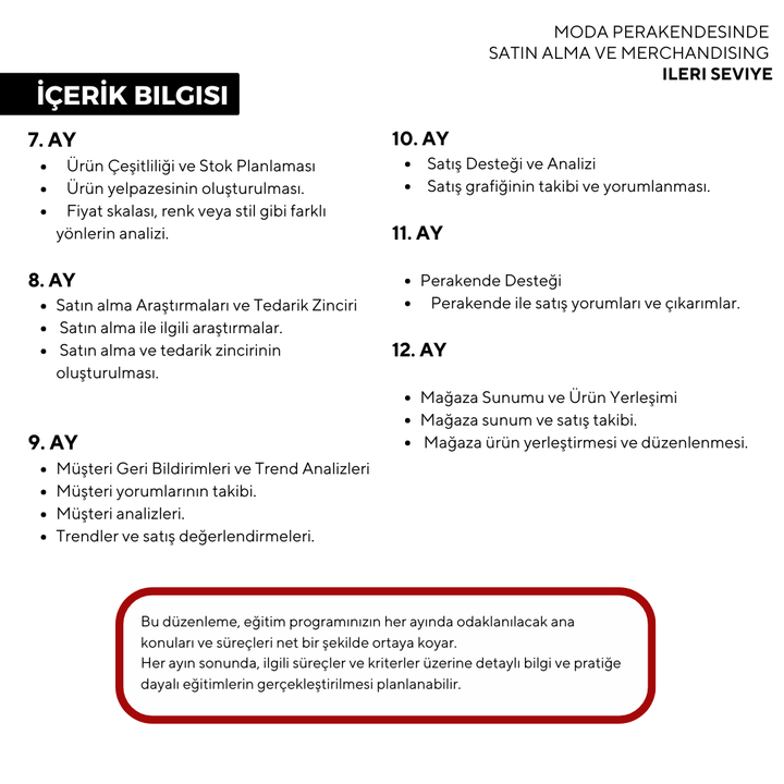 Moda Perakendesinde Satın Alma ve Merchandising ( Yüz Yüze)-İleri Seviye