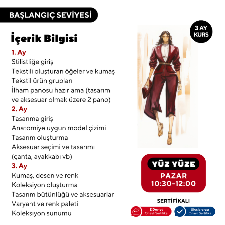 Moda Tasarım Giyim Aksesuar Çizim (Yüz Yüze)